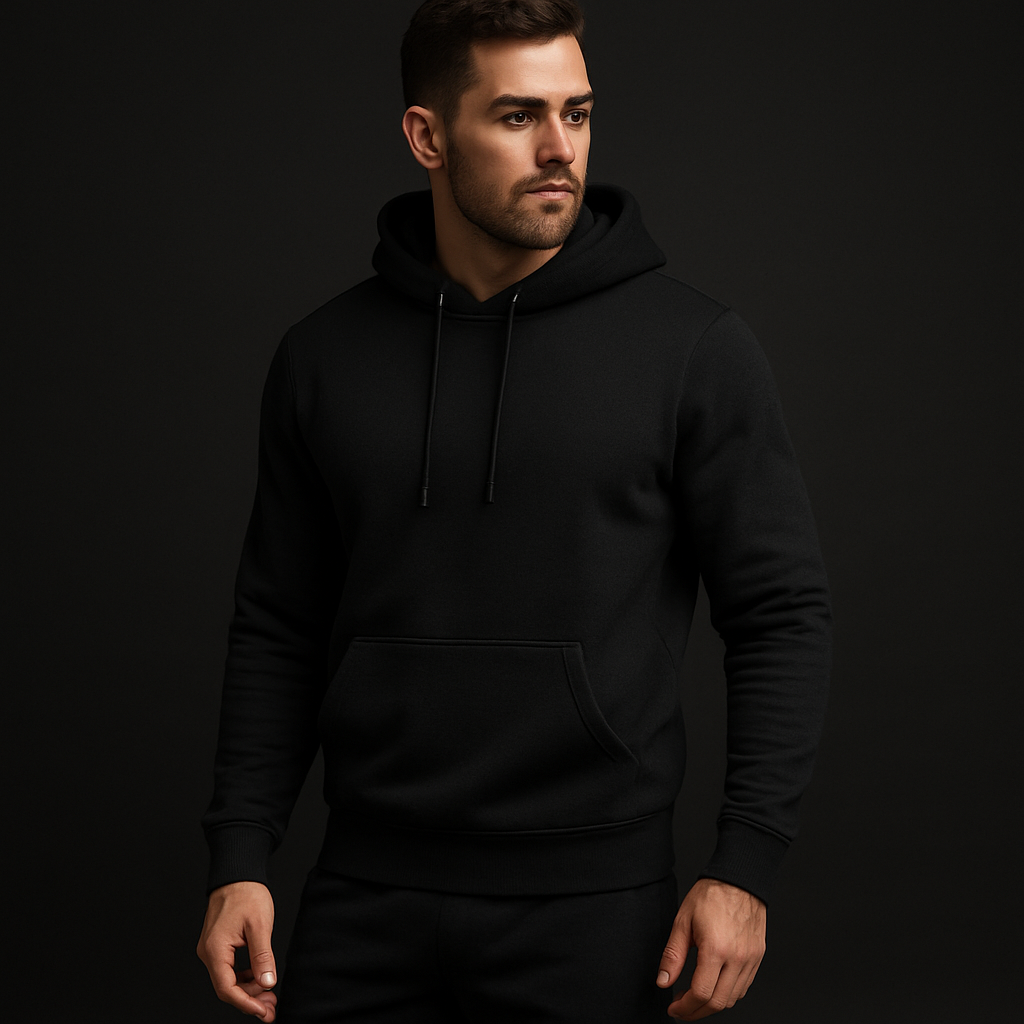 Forged Hoodie - Black mid-weight fleece hoodie